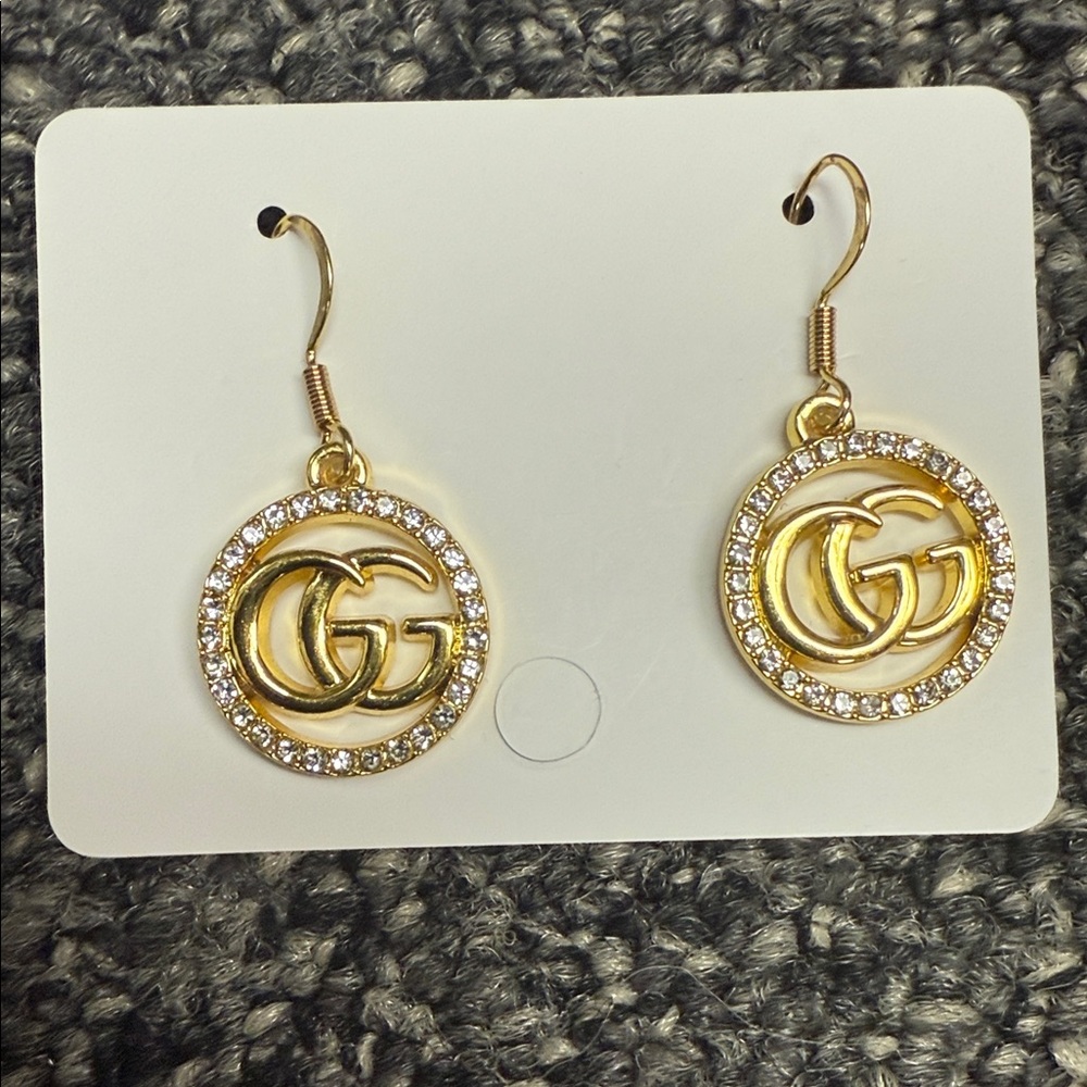 Gucci Gold Crystal Circle Earrings
